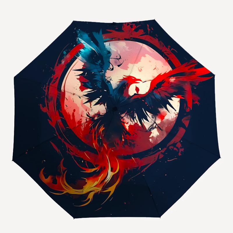 

1pc Phoenix Rising Automatic Open/close Umbrella, 8-Rib sturdy structure, Portable Travel Umbrella, Parties, Everyday Use, Outdoor Accessory