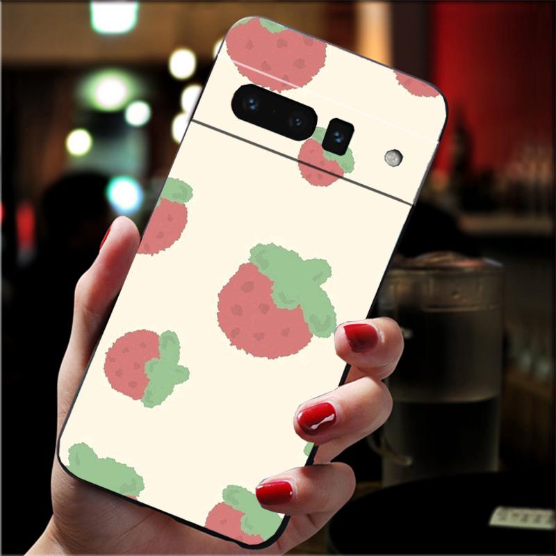 For Google Pixel 10 9 Pro XL Silicone Phone Soft Case For Google Pixel 9A 8A 7A 6A 5 Cover Shell Strawberry Cat Cartoon