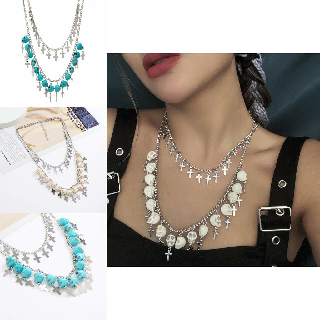 Skull Cross Jewelry With Electroplated Alloy Pendant For Halloween Accessories