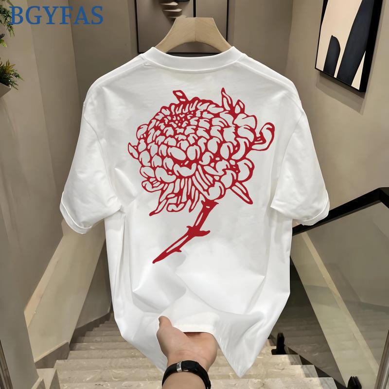 The new pure cotton niche tide ins printing men s and women s same student short-sleeved design sense neutral loose T-shirt is heavy S