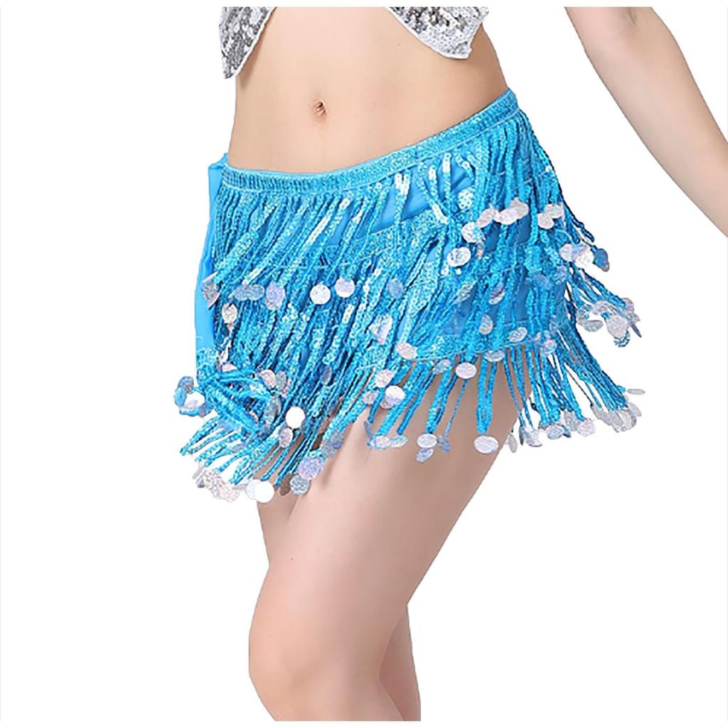 Dámská sexy flitrovaná poloviční sukně s vysokým pasem Příslušenství do pasu Flitrovaná šála na břišní tanec