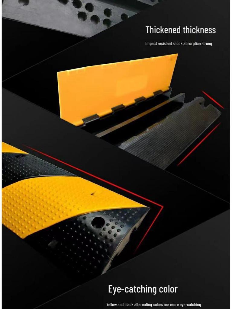 PVC Cable Trunking Rubber Speed Bump - Anti-Stepping, Pressure-Resistant Cover for Indoor/Outdoor Cable Protection and Crossing.