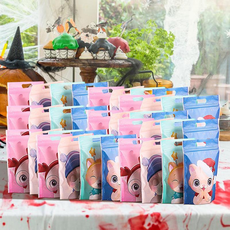 Candy Bags Sealable 50 Pieces Zip Treat Bags Stand Up Pouch Bags Self-Sealing Candy Goodie Bags Food Packaging Bags for Home