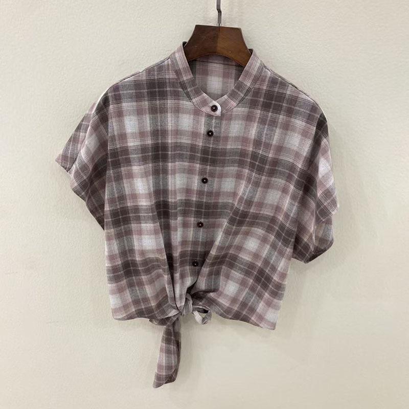 Nanyou Women s Retro Plaid Cotton Shirt - Spring/Summer 26 36