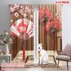 2pc  2D plane printing Window Curtain CherryBlossomFans Versatile Polyester (without rod) Gifts Use for Bedroom Living Room