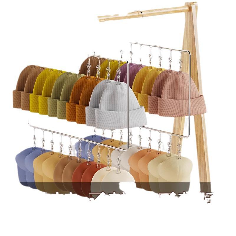 Hanging Hat Organizer Rack with Clips