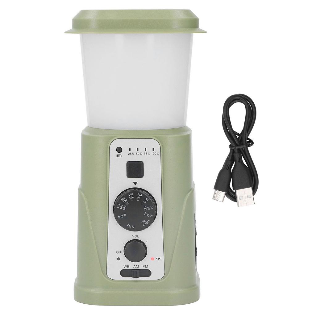 Camping Lamp Hand Cranked Solar Power Indicator LED IPX3 Waterproof Rechargeable Camping Light for