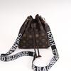 New Women's Drawstring Bucket Bag Fashionable Letter Wide Shoulder Strap Commuter Bag Trendy Shoulder Bag One Piece