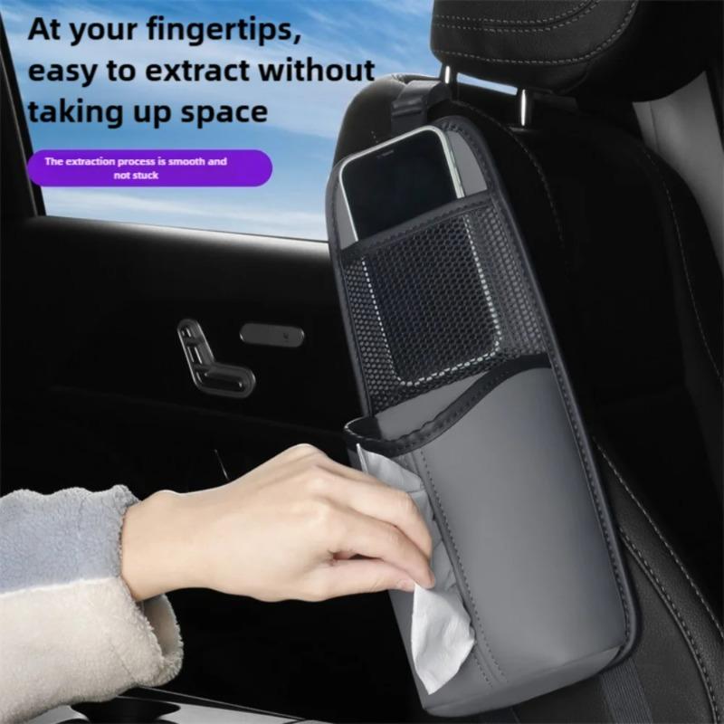 Universal Car Seat Mesh Bag - Side Hanging Storage Organizer, Tissue Holder for Phone & Bottle