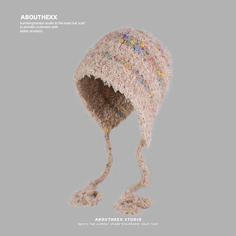 New Autumn and Winter Warm Ear Protection Hat Showing Face Small Knitted Head Hat Korean Version Versatile Knitted Hat Trend