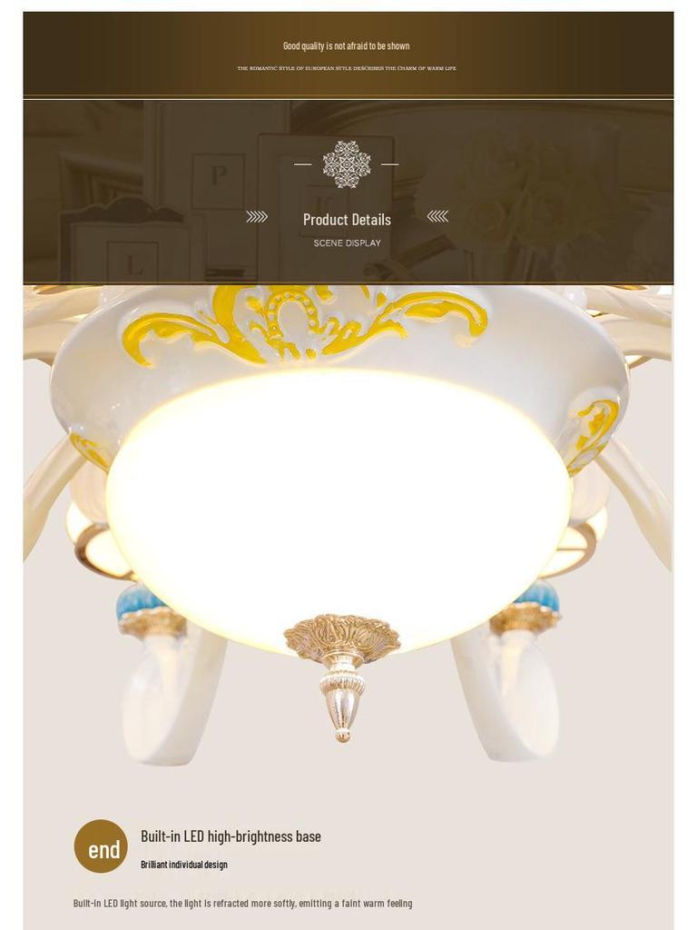 Modern European Ceramic Chandelier for Living Room, Restaurant, or Bedroom in Villa
