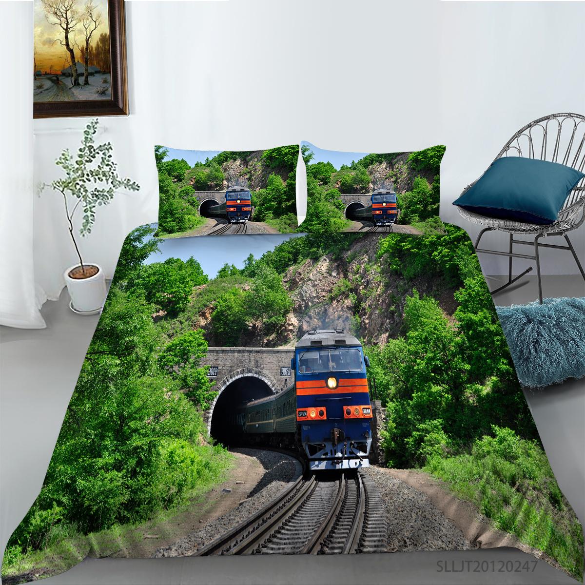 

Комплект постельного белья 3D Classic Train Series, винтажное транспортное одеяло и наволочка, 2/3 предмета, AU/DE/US/UK/EU, полноразмерное украшение для дома AU Queen 210x210cm