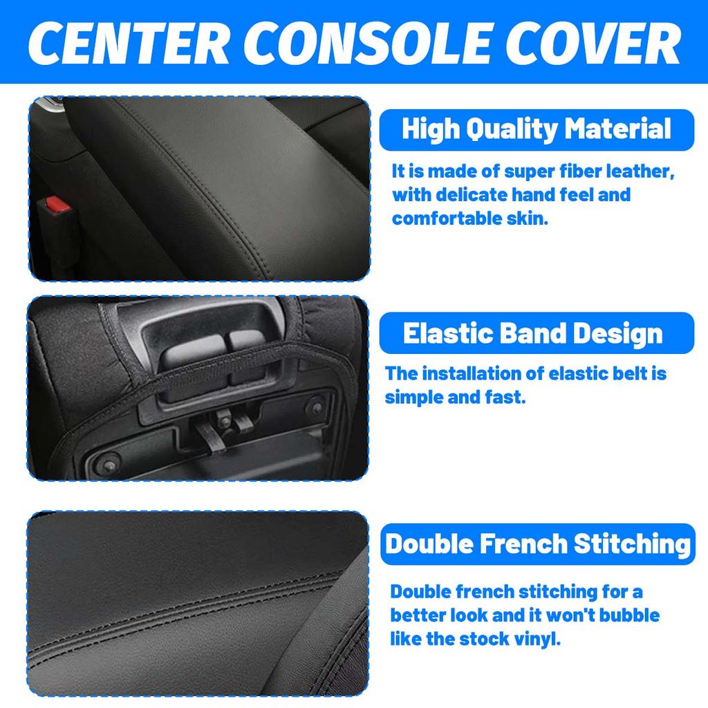 Car Center Armrest Box Cover Pad Microfiber Leather Waterproof Protection Black For Jeep Grand Cherokee Dodge Durango 2011-2020