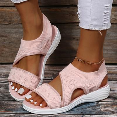 Sandalen für Damen, Sommer, Stretch-Stoff, Sommer-Sandalias Mujer, flache Schuhe mit niedrigem Absatz für Damen, lässige Slip-On-Luxus-Sandalen