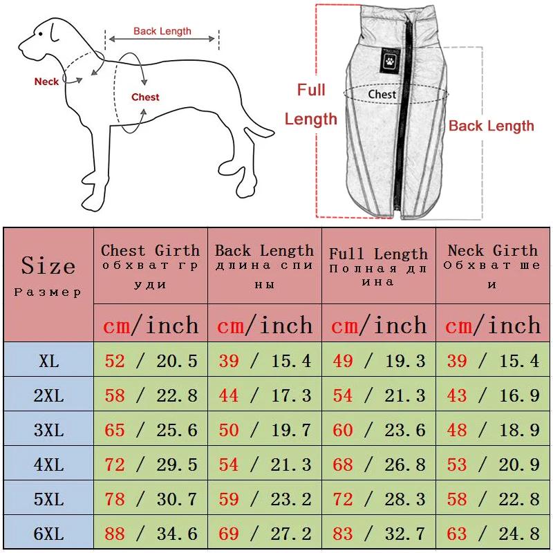 Waterproof Dog Clothes for Large Dogs Winter Warm Big Dog Jackets Padded Fleece Pet Coat Safety Reflective Design Dog Clothing