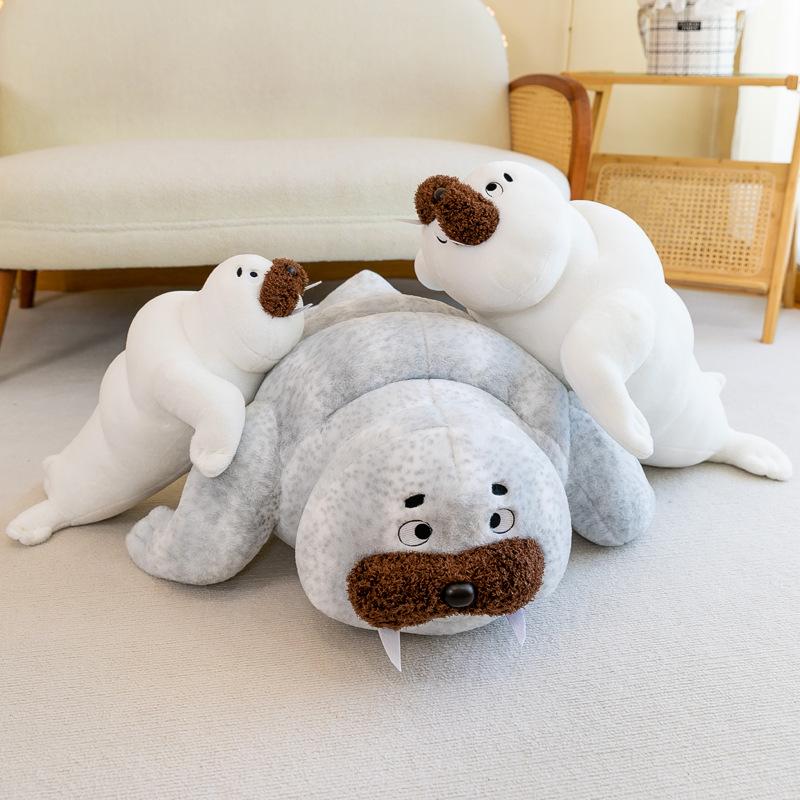 Stuffed Realistic Sea Seal Plush Toy Cozy Hug Pillow Short Plush Filled With Pp Cotton