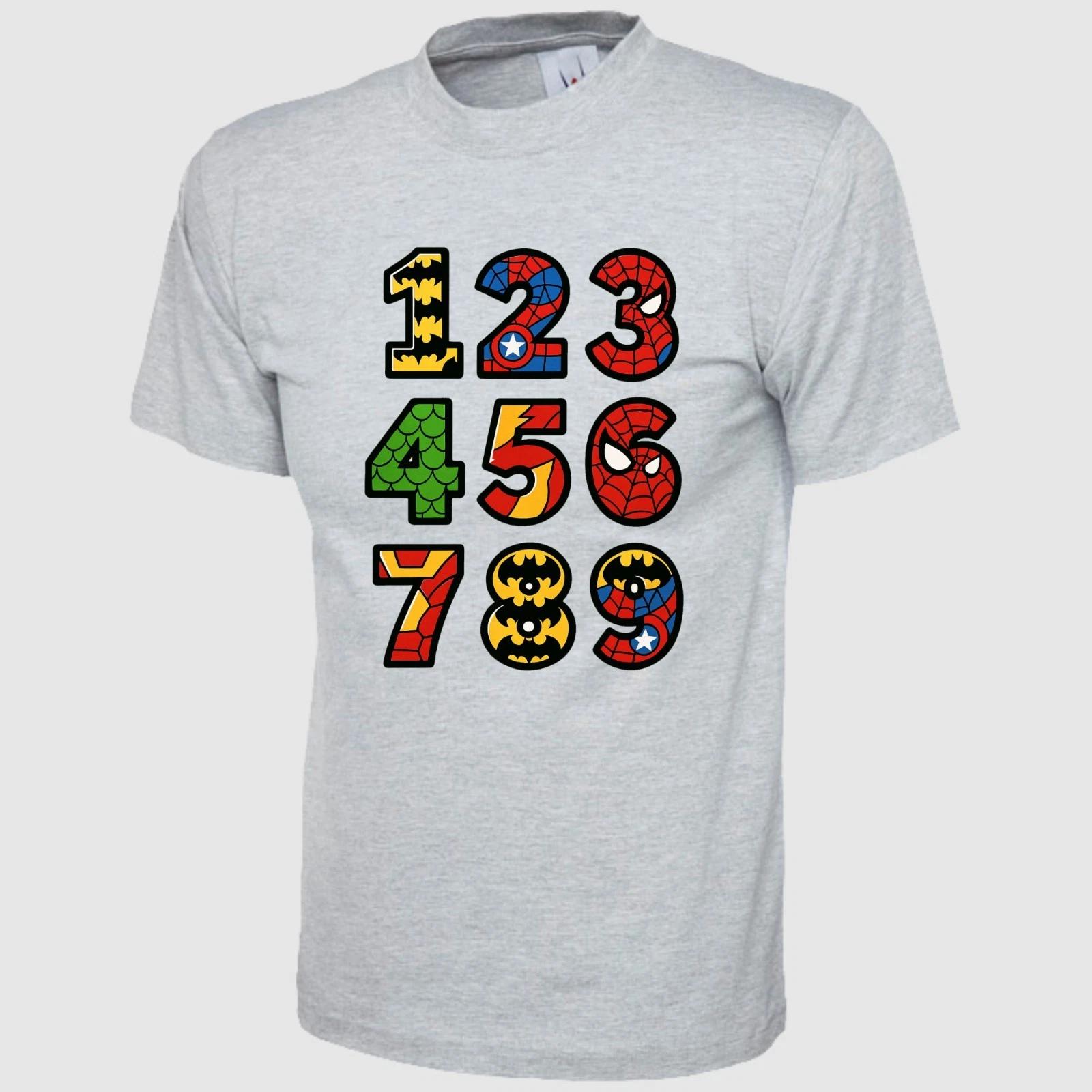 Maths Day Kids T-Shirt Superhero Number Symbols Printed Back To School Event Top 130