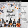 Halloween Shower Curtain Gnomes Pumpkins Ghosts Bats Spiders Happy Halloween Bathroom Decor Waterproof Fabric Festive Party