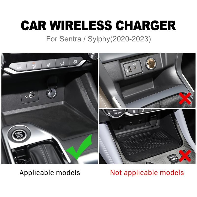 For Nissan Sylphy/Sentra     2024 2025 Wireless Phone Charging Pad Silicone Charger 15W Adapter for iphone