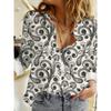 Women'S Fashion Printed Long Sleeve Collared Shirt