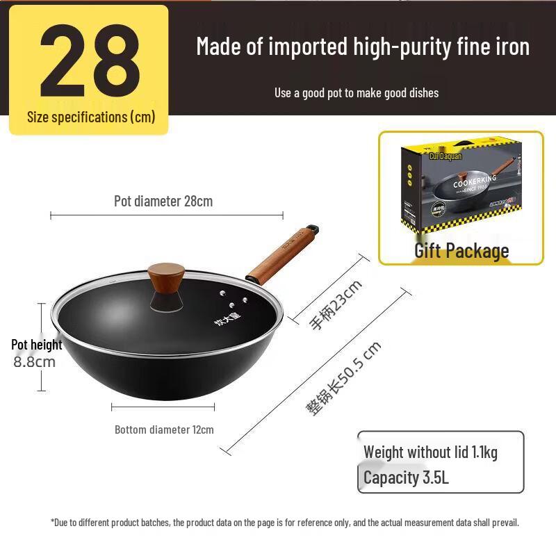 COOKER KING Non-Stick Wrought Iron Wok for All Cooktops