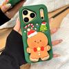 Cute Healing 3D Christmas Gingerbread Man Stand Phone Case For iPhone 17 AIR 16 15 14 13 12 Pro Max Y2K Cartoon Green Cover