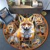 Foxes Round Area Rug,Carpet Rug for Living Room Bedroom Sofa Playroom Decor,Non-slip Floor Mat