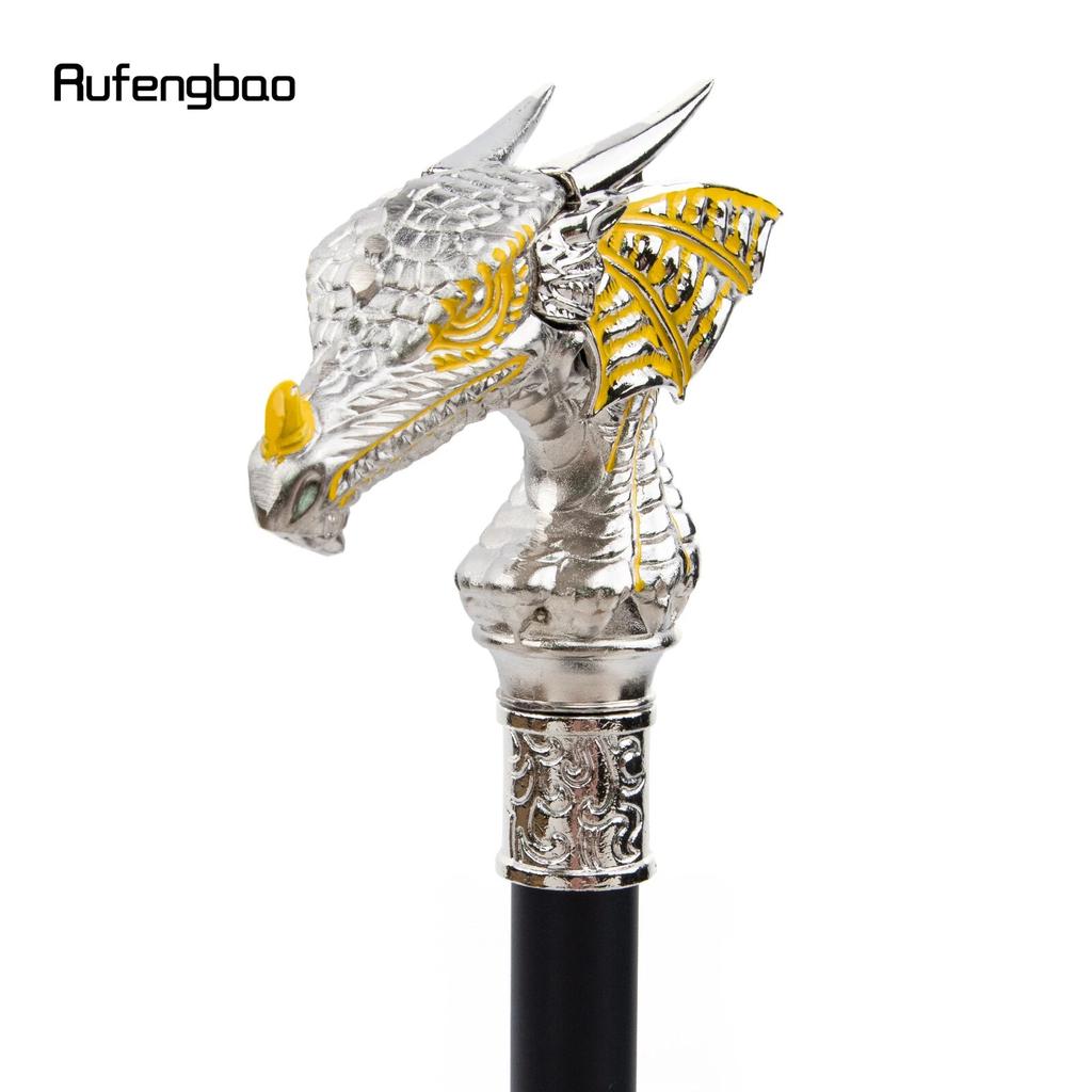 Bengala de luxo dourada e branca com cabeça de dragão, bengala decorativa fashion, bastão de caminhada elegante para cosplay, cavalheiro, botão de báculo 94cm