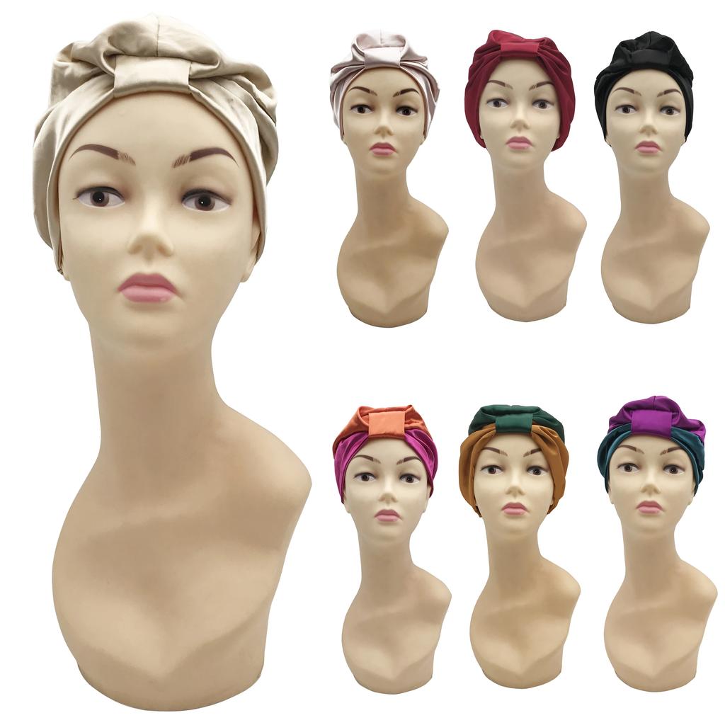 2024 Price High Quality Hot Sell Double Layer Bonnet with Long Tie Hair Bonnet Satin Bonnets