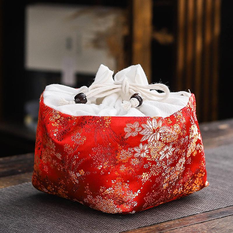 Portable Ceramics Storage Drawstring Pouches Stationery Jewellery Drop-proof Organiser Cloth Bag Travel Teaware Set Storage Bags