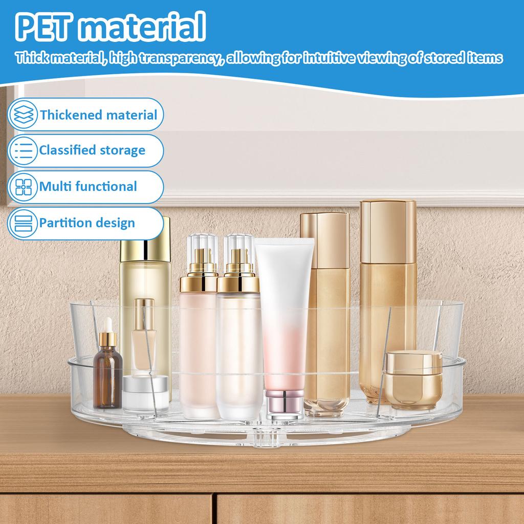 360 Rotating Seasoning Storage Rack Divided Spice Snack Food Oil Seasoning Bottle Turntable Kitchen  Organizer Tray Rack
