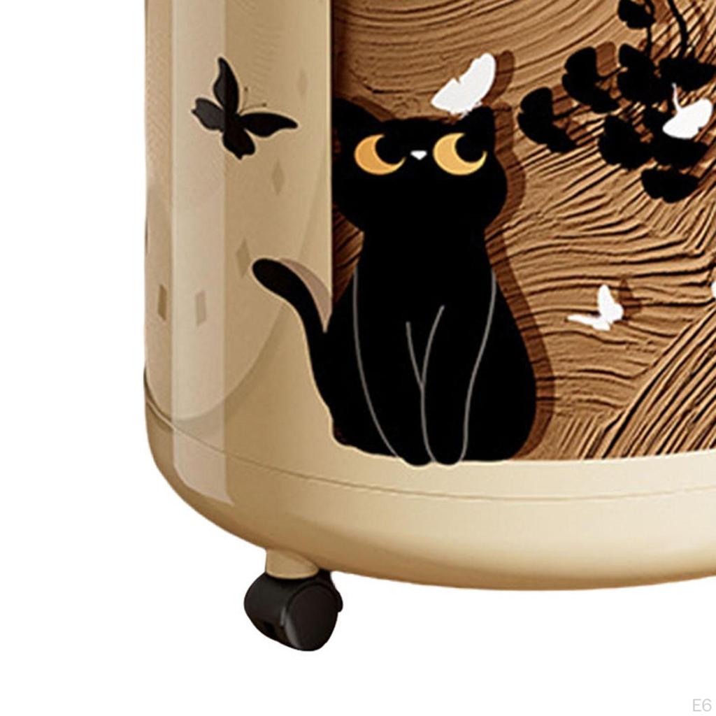 Polka Dot Trash Can Garbage 12L Dustbin with Wheels Uncover Waste Basket Recycling Bin for