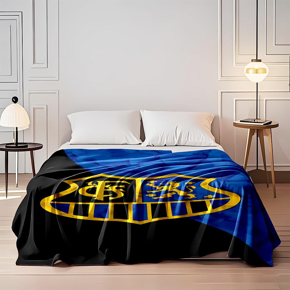 Golden Lion Shield on Blue and Black print blanket soft and cozy perfect for the living room bed sofa or a nap,gift