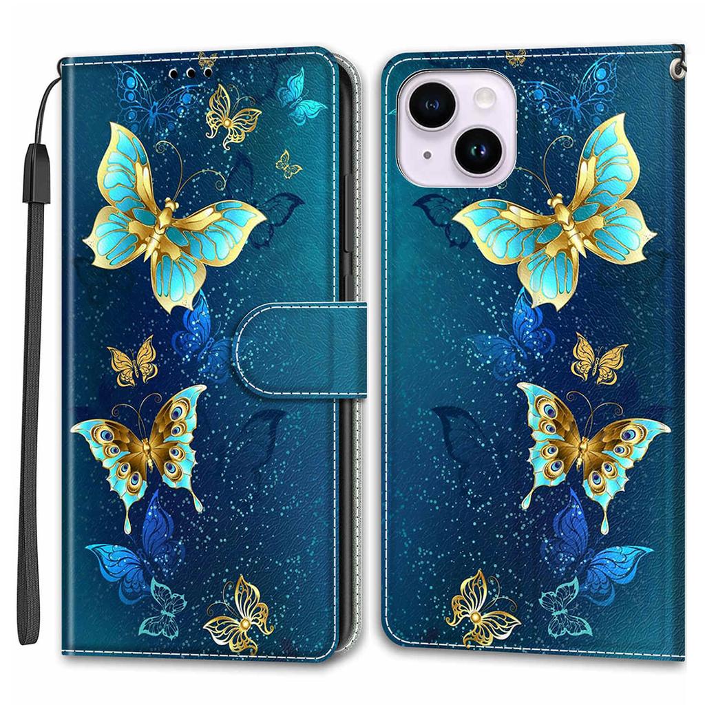 Leather Case for iPhone 14,Pattern Printed Card Holder Stand Phone Cover