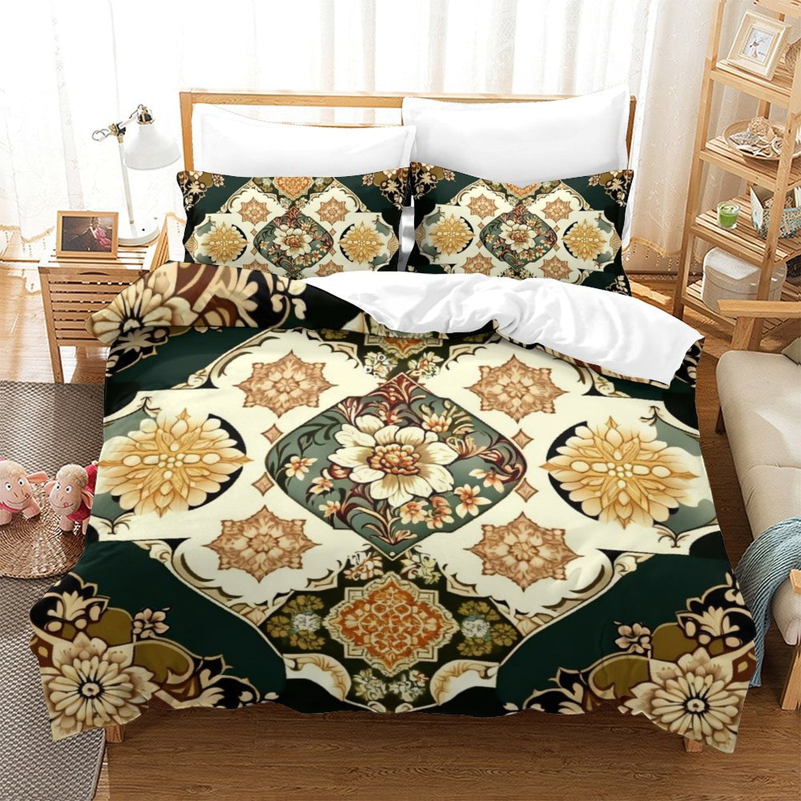 

Beding Set Paisley Flower Printed Soft Duvet Cover Premium Home Textiles Bedspreads,quen Sized Dimensions Suitable Children Kids plus Adult Peoples 100*200cm Single