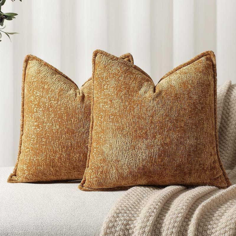 Soft Solid Color Chenille Pillow Hotel and Homestay Cushions Home Sofa Bed Decoration Pillow Thicken Wear-resistant Removable and Washable Pillowcase
