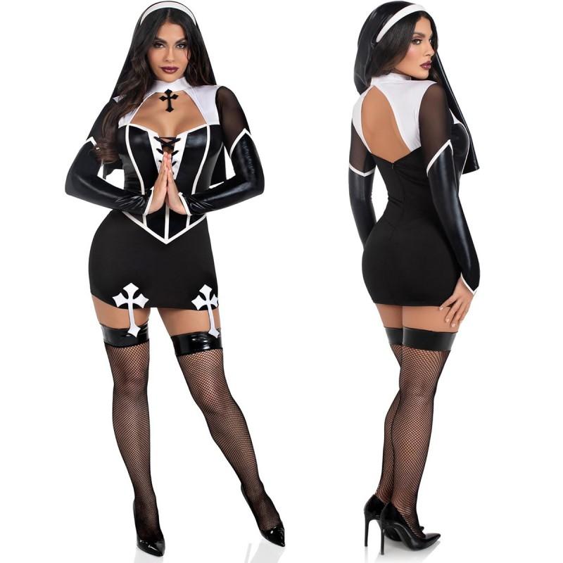Halloween Nun Costume Women Role Play