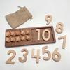 Wooden preschool math ten-grid counter building block number operation addition and subtraction wooden toy