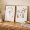 Abstract Wall Art Minimalist Line Art Female Portrait Sketch Canvas Painting Nordic Style for Bedroom Living Room Wall Decor