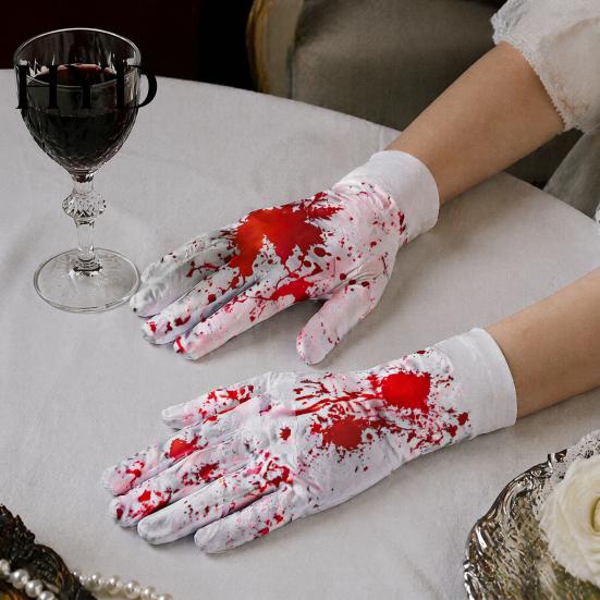 Holiday Party Atmosphere Supplies Halloween Horror Gloves, Creepy Red Hand Cosplay Prop for Party, Creative Decorations Spooky Costume Accessory