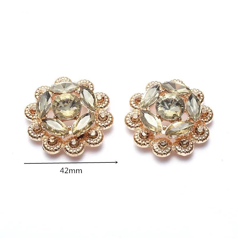 1pcs Rhinestone Duckbill Buckle Brooch Sleeve Buttons DIY Sewing For Mink Fur Coat