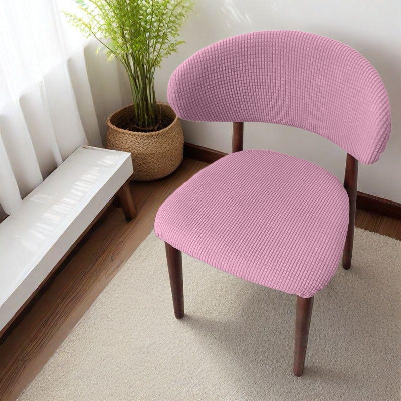 Funda para Silla con Respaldo en Forma de C Color Sólido Elástica Extraíble Fundas Divididas para Sillas de Madera Decoración del Hogar Protector de Asiento a Prueba de Polvo