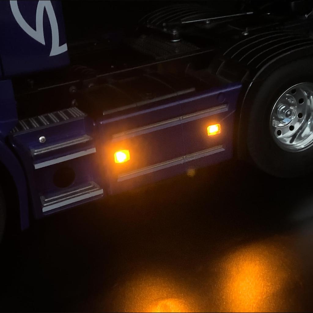 TRZX RC LED Lamp Side Lights for 1/14 Tamiya Scania R620 R470 RC Truck Accessories (Yellow Housing)