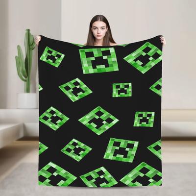 Creeper Big Face Videogame Blanket Game Flannel Novelty Soft Throw Blanket for Bedding Lounge Spring/Autumn