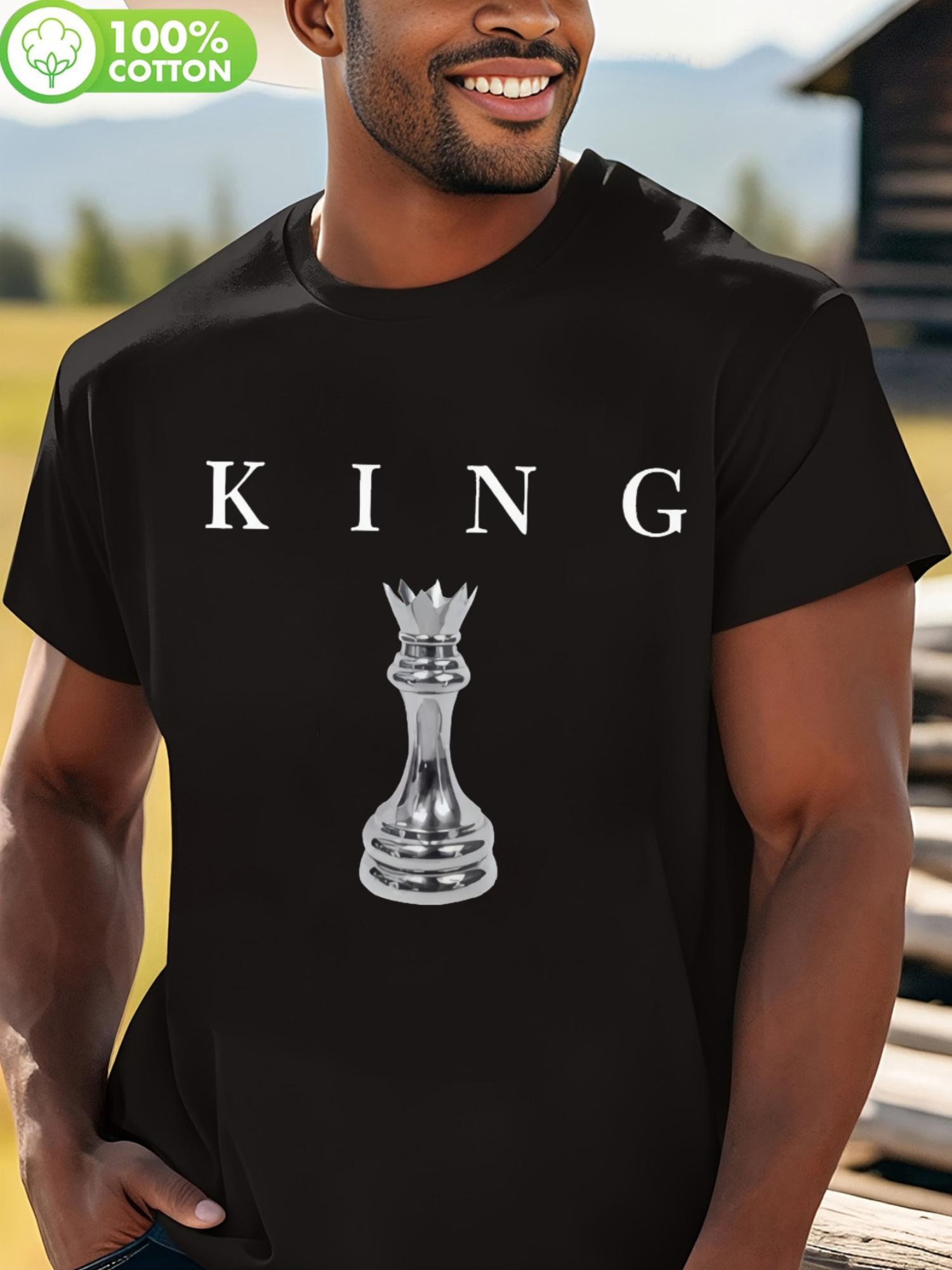 Royal Blue Casual T-shirt with KING Graphic Print - Comfortable S