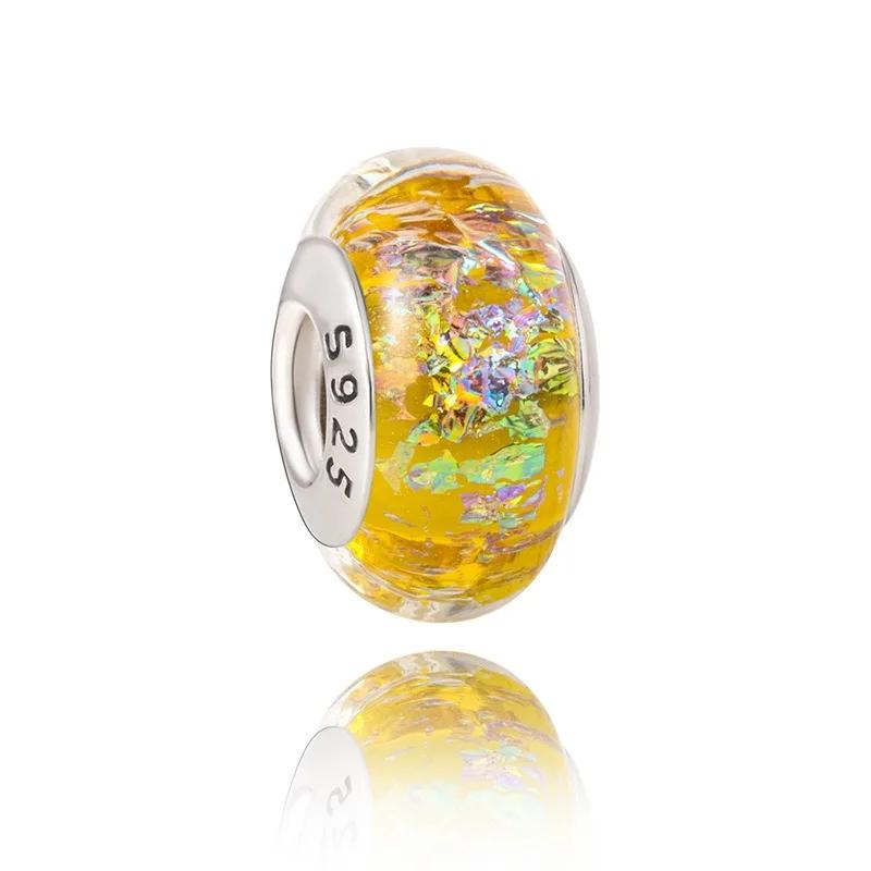 New Original Copper Murano Glass Charm Colorful Rainbow Snowflakes Stars Charm For Bracelet Diy Women Jewelry