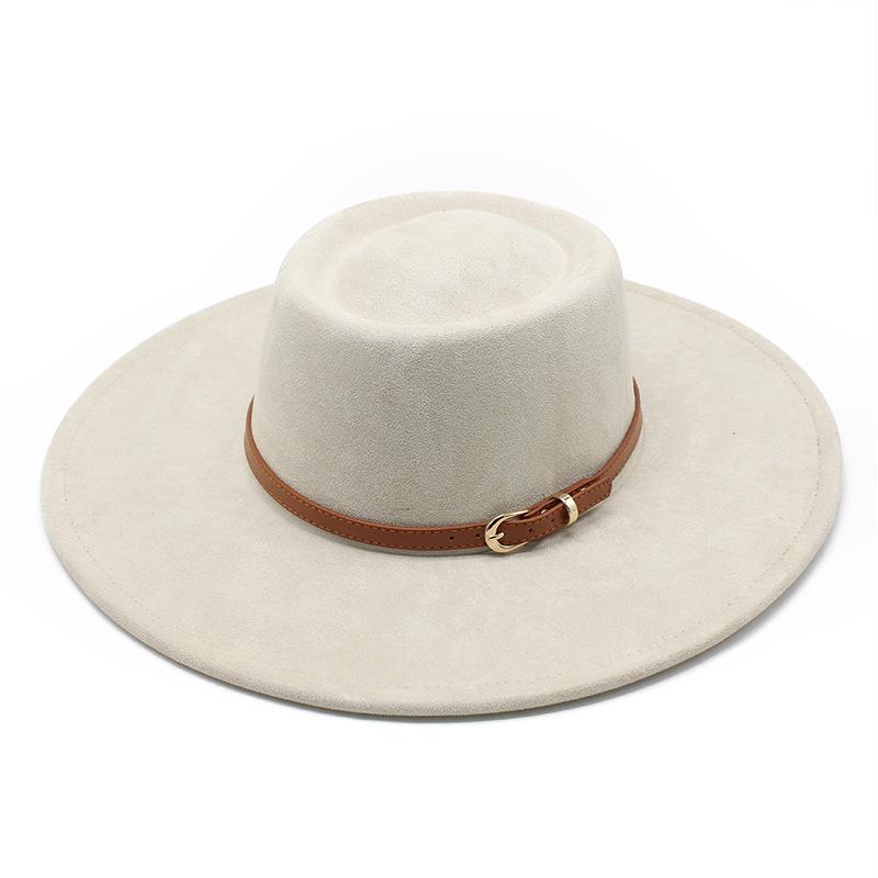 French Style Elegant Dome Hat, Cross-Border New Suede Wide Brim Jazz Hat, Unisex Autumn Winter Fashion Felt Hat
