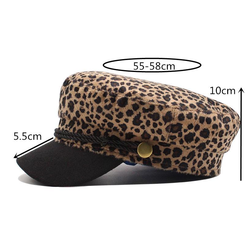Ins Leopard Print Internet Celebrity Cap Beret Female Retro Flat Top Navy Hat Street Tide Octagonal Hat