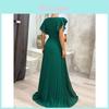 Elegante Abito Lungo in Chiffon con Design Pieghettato per Eventi Formali
