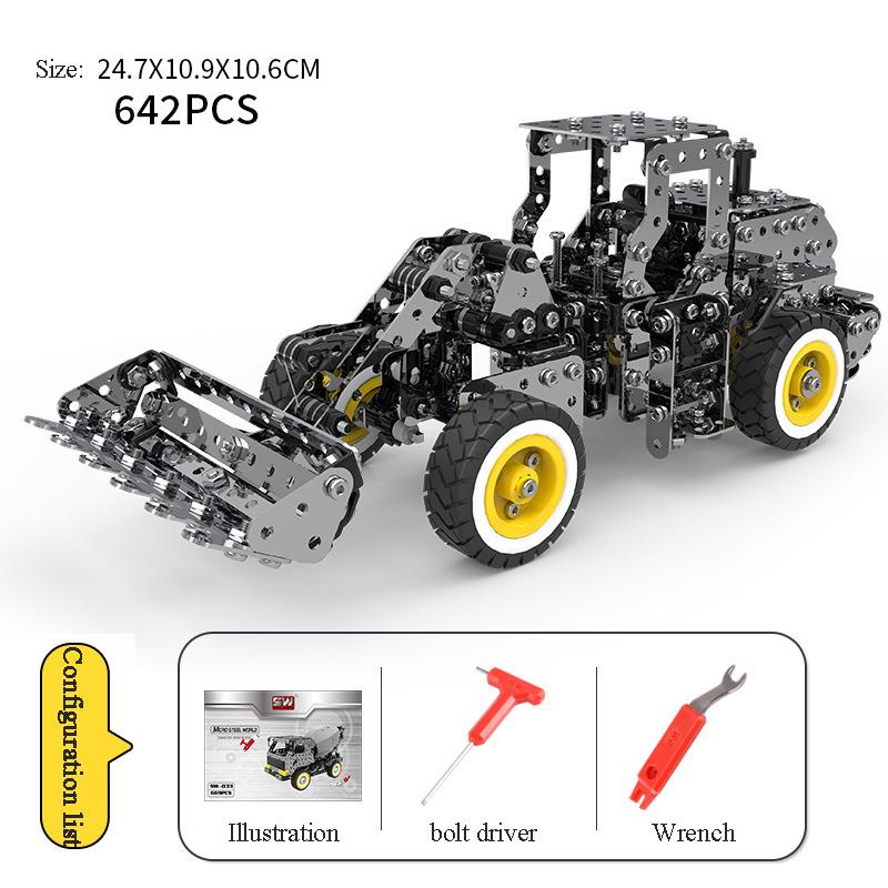 DIY Metal Assembly Engineering Car Alloy Screw Nut Assembly Building Block Forklift Motorcycle Model Children Toy Adult Gifts